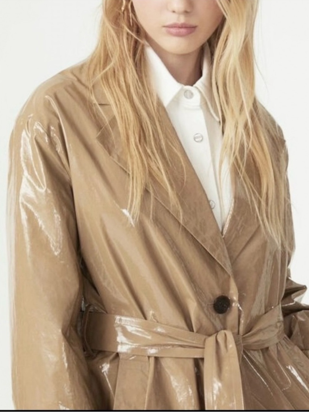 NWOT Ba&Sh CAL Faux Patent Leather Trench Coat